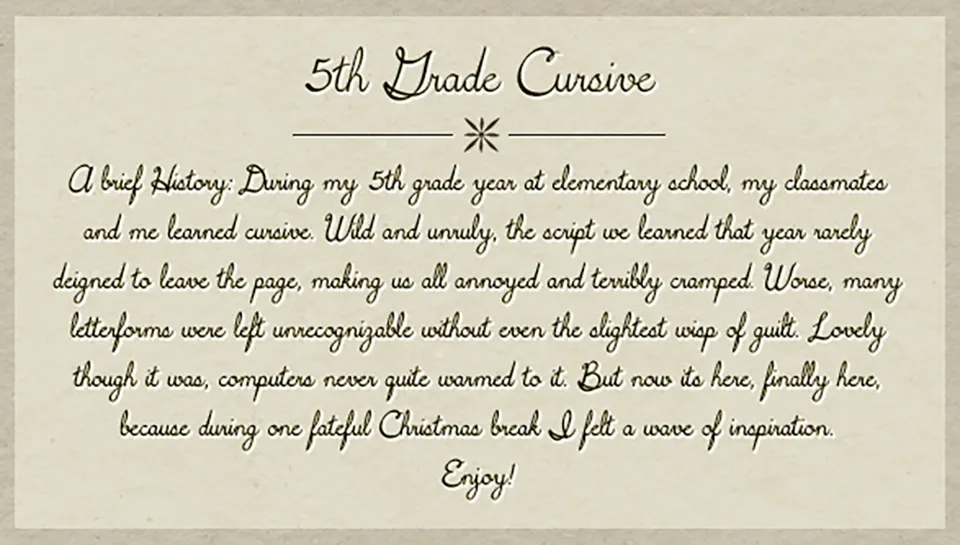 5th Grade Cursive Font