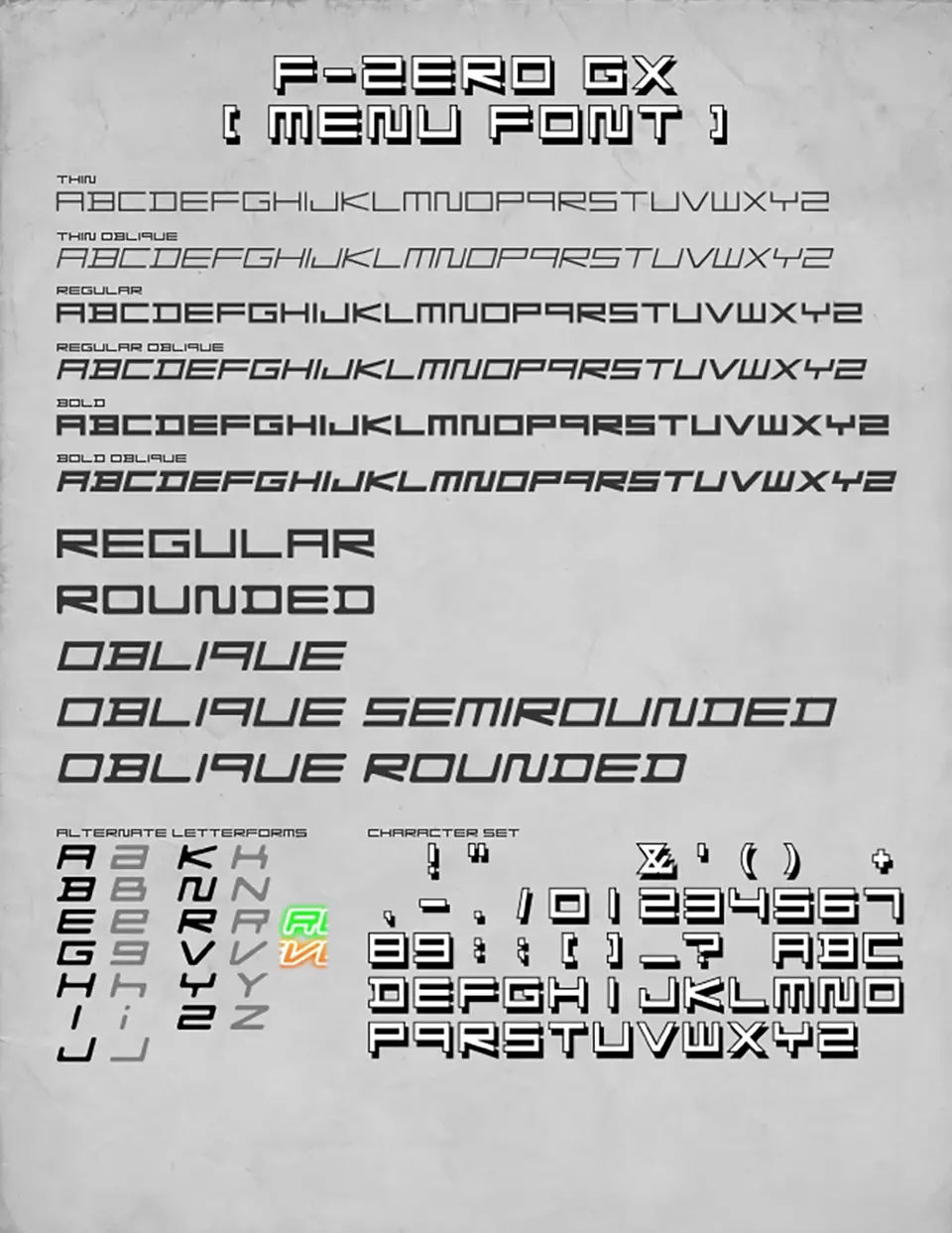F-Zero GX Menu Font