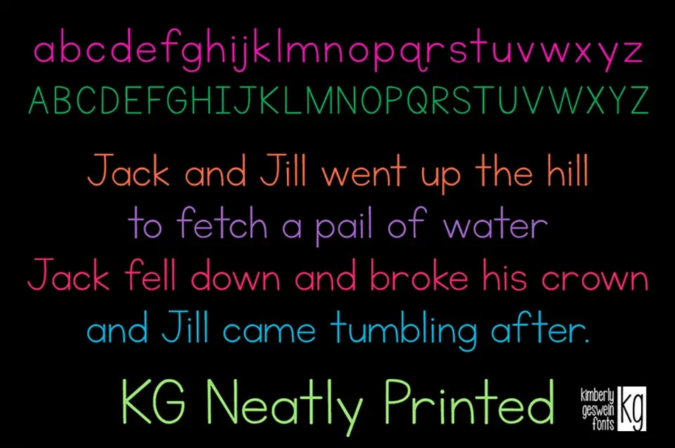 KG Neatly Printed Font