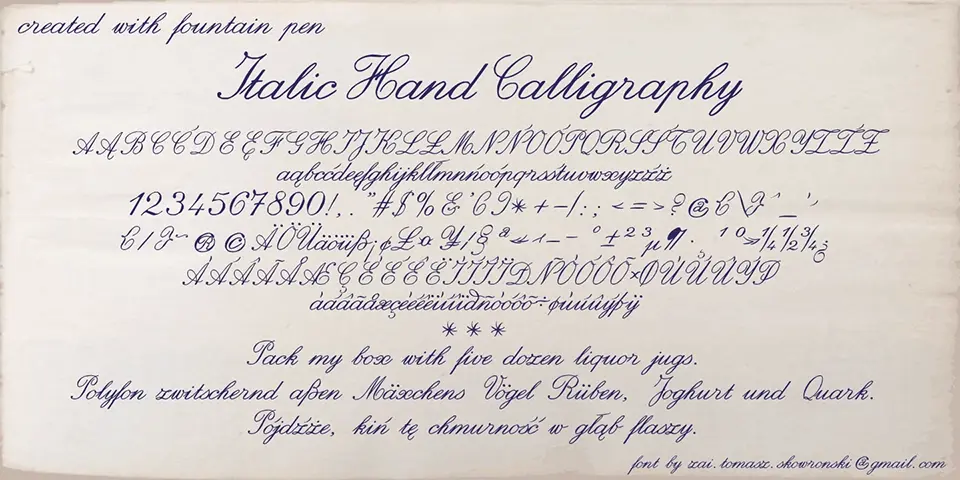 zai Italic Hand Calligraphy Font